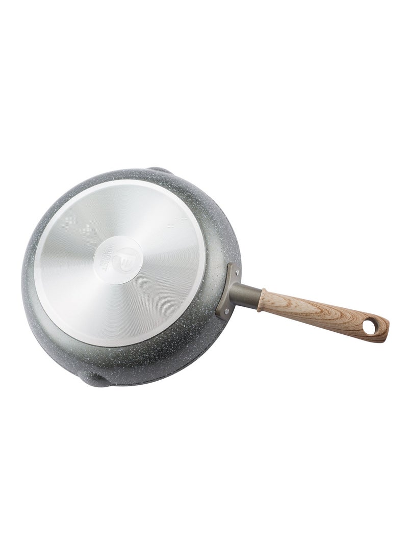 PERFECT KITCHEN Aluminum frypan 28 cm with wood hand  black color - Image 5